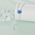 wholesale 925 Sterling Silver Blue Moonstone Lotus Pendant Chain Necklace s for Her-0-2
