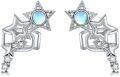 wholesale 925 Sterling Silver Star Moonstone Studs with Cubic Zirconia for Non-Pierced Ears-0-0