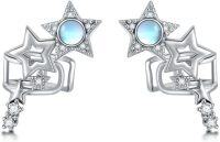 wholesale 925 Sterling Silver Star Moonstone Studs with Cubic Zirconia for Non-Pierced Ears-Moonstone Star