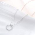 wholesale 925 Sterling Silver Karma Stone Double Circle Pendant Necklaces for Women  Ideas-0-1