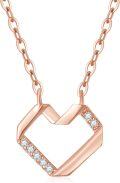 wholesale 14K Gold Diamond Hexagon Open Heart Bar Pendant Necklace-0-0