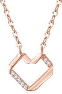 wholesale 14K Gold Diamond Hexagon Open Heart Bar Pendant Necklace-A- Open Heart Style