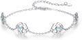 wholesale 925 Sterling Silver Moonstone Flower Charm Bracelet for Women-0-0