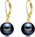 wholesale Sterling Silver Pearl Leverback Dangle Earrings for Women Gifts - Rhodium Plated-0-26