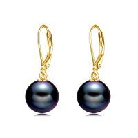 wholesale 925 Sterling Silver Pink Opal Round Drop Earrings for Women Girls-Black Pearl-Gold