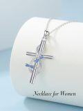 wholesale 925 Sterling Silver Dragonfly Cross Pendant Necklaces for Women Girls Gifts Jewelry 45cm Chain Length-0-4
