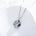 wholesale 925 Sterling Silver Blue Crystal Tree of Life with Dinosaur Pendant Necklace for Women and Girls-0-1