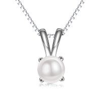wholesale 925 Sterling Silver Pendant Necklace Wholesale With Green Gemstone And Chain-Pearl