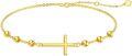 wholesale 14K Gold Sideways Cross Beaded Chain Bracelet for Women Religious s-0-0