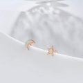 wholesale 925 Sterling Silver White Opal Crescent Moon & Star Stud Earrings Celestial s for Women Girls-0-1
