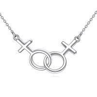 wholesale 925 Sterling Silver Female Symbol Linked Necklaces for Women and Girls - Gay Pride -B-Lesbian Necklace