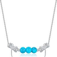 wholesale Sterling Silver Crystal Dragonfly Necklace Reiki Healing Stone Choker Pendant for Women-03-Created Turquoise