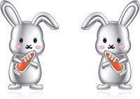 wholesale 925 Sterling Silver Rabbit Carrot Stud Earrings for Women Girls -Bunny Earrings
