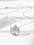 wholesale 925 Sterling Silver Round Cut Opal & Garnet Tree Of Life CZ Pendant Necklace 45cm Chain-0-1