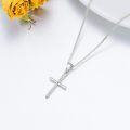 wholesale 14K White Gold Polished Cross Pendant Chain Necklace for Women Girls 20 + Extender-0-19