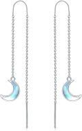 wholesale 925 Sterling Silver Blue Opal Crescent Moon Threader Dangle Earrings-0-0