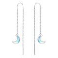 wholesale 925 Sterling Silver Blue Opal Crescent Moon Threader Dangle Earrings-0-0