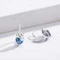 wholesale 925 Sterling Silver Blue Crystal Heart Cow Hoop Earrings - Adorable Gift for Her-0-1