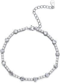 wholesale 925 Sterling Silver Cubic Zirconia Tennis Bracelet 7 3 6mm Gift for Women-Heart 3mm-Adjustbale