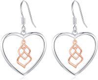 wholesale 925 Sterling Silver Heart-Shaped Rose Gold Plated Filigree Dangle Earrings with Moonstone and Moss Agate - Hypoallergenic Jewelry for Women-Heart
