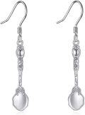 wholesale 925 Sterling Silver Floral Mini Tea Spoon Dangle Drop Earrings Fun Gift for Her Him-0-0