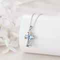 wholesale 925 Sterling Silver Blue Crystal Cross Memorial Keepsake Pendant Necklace with Funnel and Spatula Set-0-2