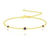 wholesale 14k Gold Amethyst Bracelet Wholesale With Three Purple Gems-06-Alexandrite