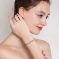 wholesale 925 Sterling Silver Heart Infinity Bracelet Blue Crystal Engraved Bangle For Women Mom-0-4