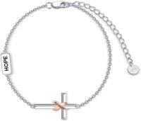 wholesale 925 Sterling Silver Cross Hope & Pink Ribbon Charm Bracelet for Breast Cancer Survivors-Survivor Ribbon