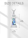 wholesale 925 Sterling Silver Lighthouse Pendant with Abalone Shell and Cubic Zirconia Accent - Nautical Jewelry for Women & Men-0-4