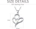 wholesale 925 Sterling Silver Double Heart with Diamonds Pendant Necklace for Women-0-4