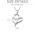 wholesale 925 Sterling Silver Double Heart with Diamonds Pendant Necklace for Women-0-4
