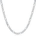 wholesale Sterling Silver Diamond Cut Figaro Chain (3 4 5mm) w Lobster Clasp White Yellow Gold Plated 16 26  Gift Included-0-0