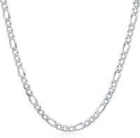 wholesale 925 Sterling Silver Figaro Link Chain with Lobster Clasp - 18K Gold Plated - Length: Adjustable from 16 to 26 inches-Length:16 Inch Width:3MM