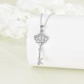 wholesale 925 Sterling Silver Crown Key Initial K Cubic Zirconia Pendant Necklace Platinum Plated-0-2