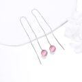 wholesale Sterling Silver Nature Stone Ball Threader Drop Earrings-0-14