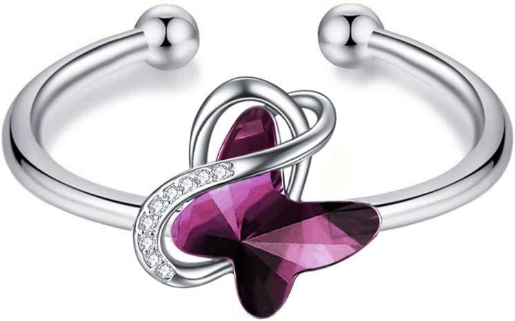 Sterling Silver Crystal Infinity Butterfly Ring Hypoallergenic Adjustable-0-1