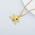 wholesale 925 Sterling Silver Gold Plated Baseball Helmet Crossed Bats Ball Pendant Necklace-0-2