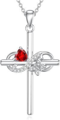 wholesale 925 Sterling Silver Birthstone Infinity Butterfly Cross Necklace for Women Gift for Mom Daughter Wife-01-January