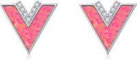 wholesale Sterling Silver Opal V Shape Stud Earrings for Women Minimalist-style 12