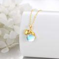 wholesale 14K Gold Moonstone Cat Necklace - Adorable Kitty Pendant with 16 Chain for Happiness & Joy-0-1