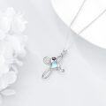 wholesale 925 Sterling Silver Blue Moonstone Paw Print Heart Cross Pendant Necklace for Women-0-3