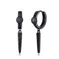 wholesale 925 Sterling Silver Black Gold Plated Viking Vegvisir Rune Drop Earrings-0-0