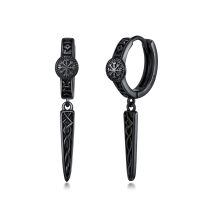 wholesale 925 Sterling Silver Black Gold Plated Viking Vegvisir Rune Drop Earrings-Viking Runes earrings