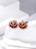 wholesale 925 Sterling Silver Jack-o'-Lantern Stud Earrings - Halloween Costume s for Women-0-3