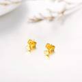 wholesale 18K Gold Heart Shaped Stud Earrings with Flower Design - Perfect Valentine's Day Gift for Women-0-1