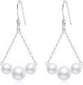 wholesale 14K White Gold Freshwater Pearl Drop Earrings for Women-0-0