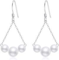 wholesale 14K White Gold Freshwater Pearl Drop Earrings for Women-14k White Gold