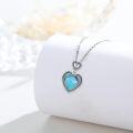 wholesale 925 Sterling Silver Heart-Shaped Turquoise Stone Pendant Necklace-0-1