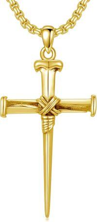 wholesale Sterling Silver 3 Nail Cross Pendant Christian Jewelry Gift for Men 22+2 -1-3-Gold